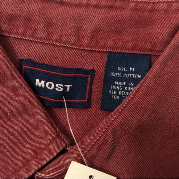 Vintage MOST Mens Maroon Long Sleeve Button Up Shirt Size Medium - Picture 4 of 6